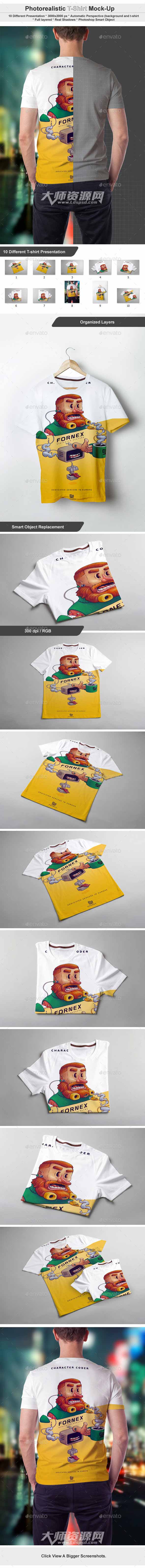 男款T恤图案展示模型：T-Shirt Mock-up